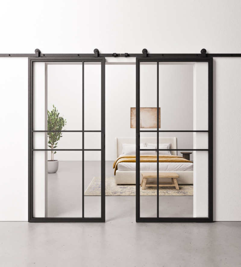 Schuifdeur Staal en Glas Dubbel - op maat gemaakt